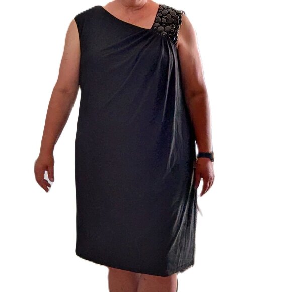 Shimmery Black Adrianna Papell Cocktail Dress, Plus Size 22W - Picture 1 of 12